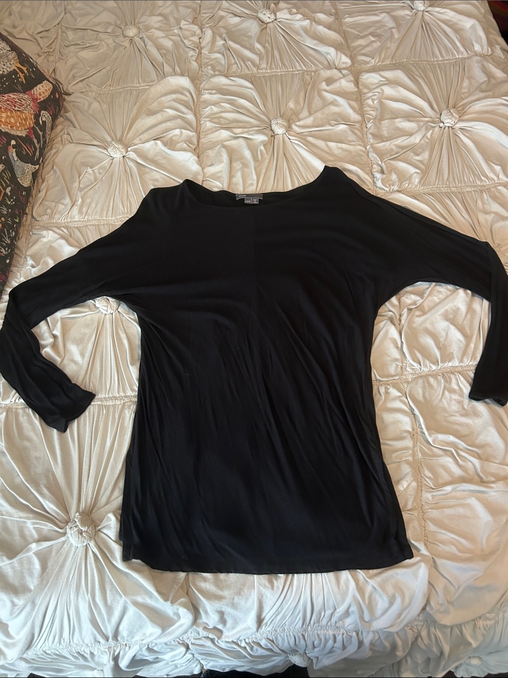 Vince lightweight Black Long Sleeve slight batwing Scoop Neck Top